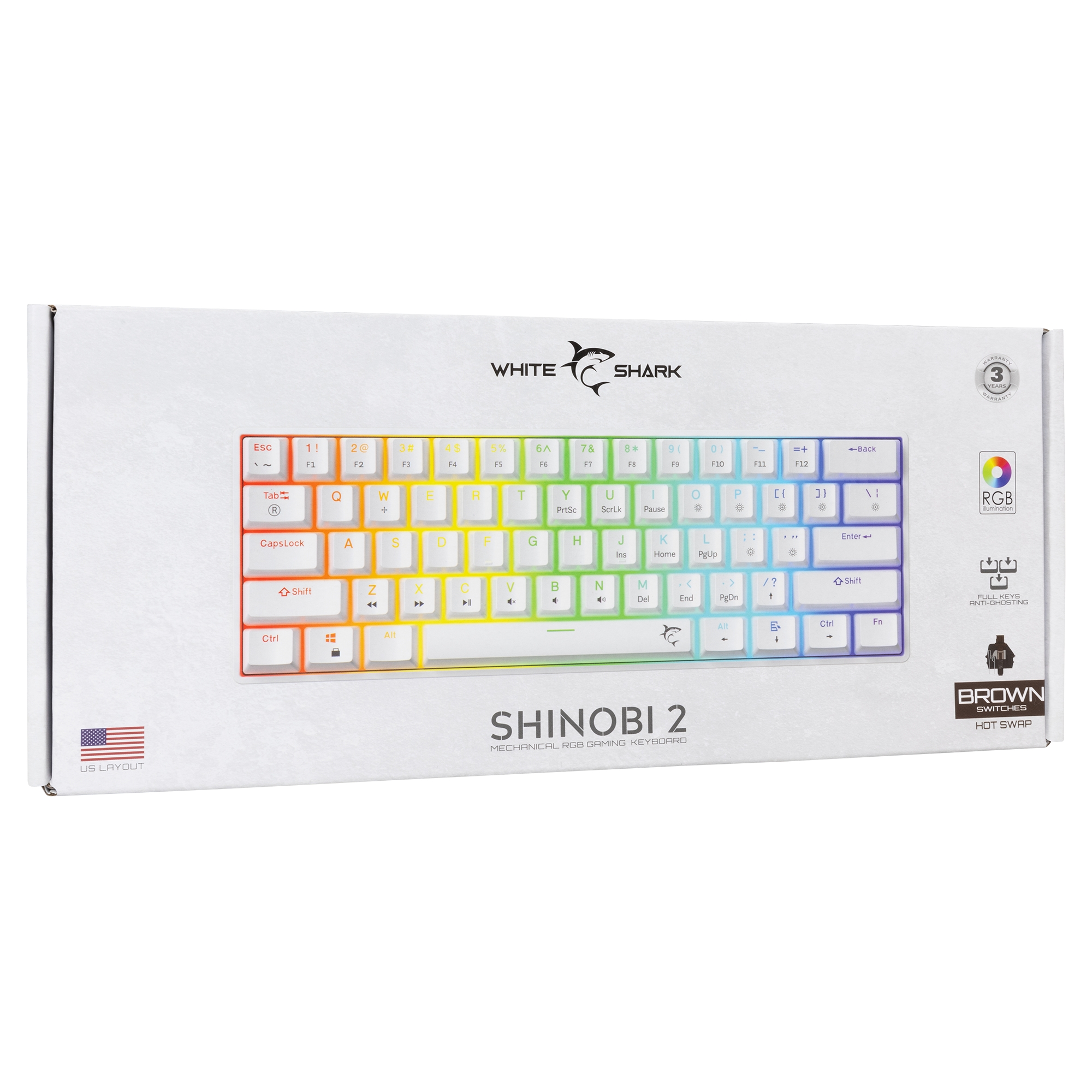 White Shark GK-004231 Shinobi-2 Brown Switch, White US