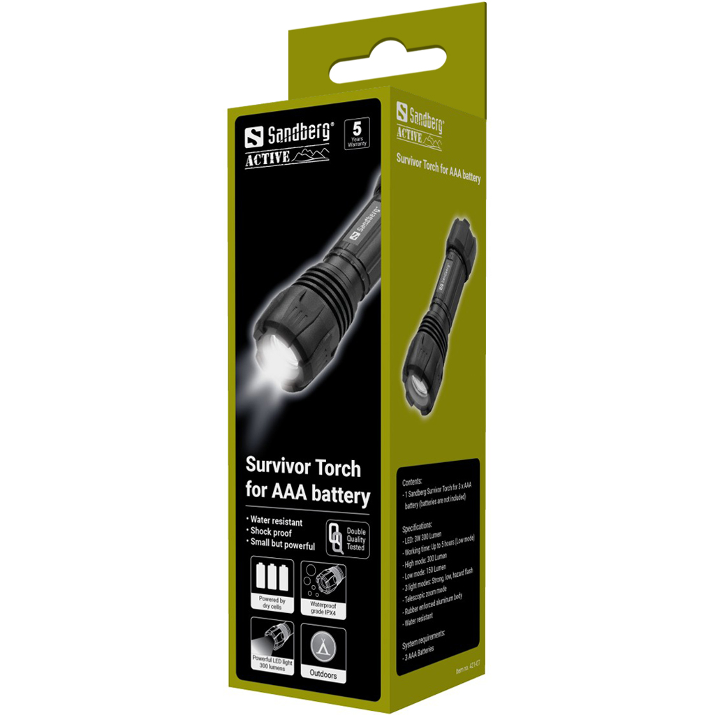 Sandberg 421-07 Survivor Torch for AAA battery