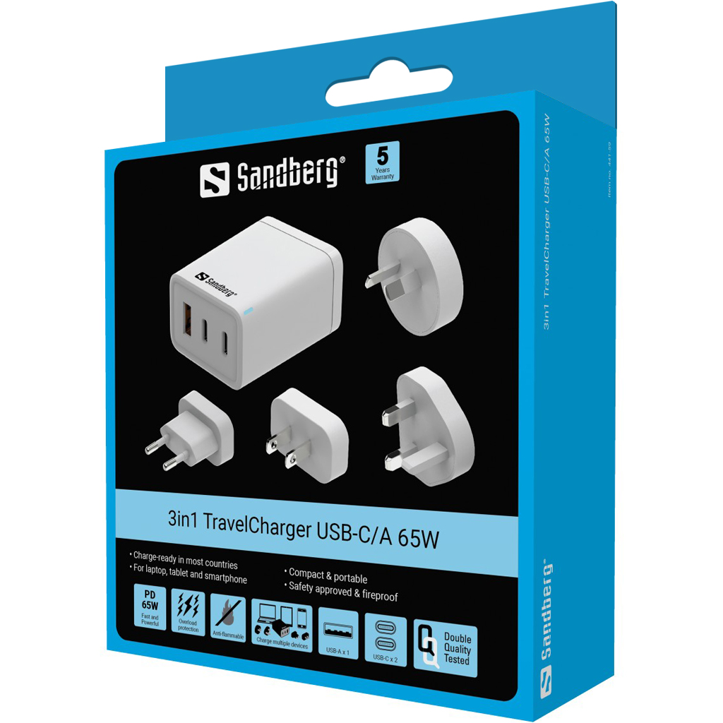 Sandberg 441-59 3in1 TravelCharger EU+UK+US+AUS