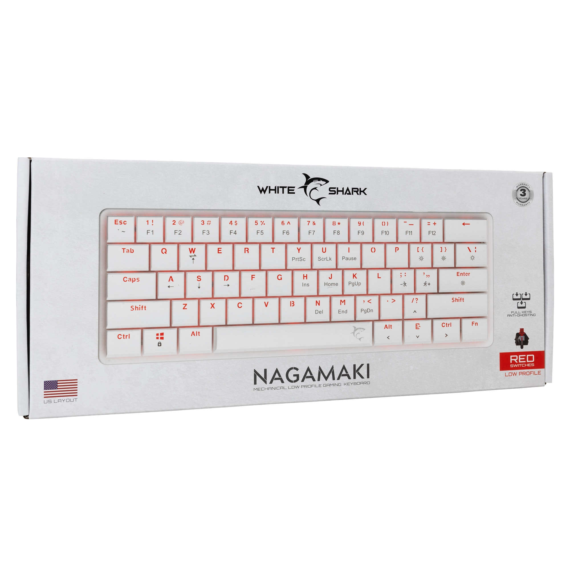 White Shark GK-006211 Nagamaki White-Mechanical-Red.SW