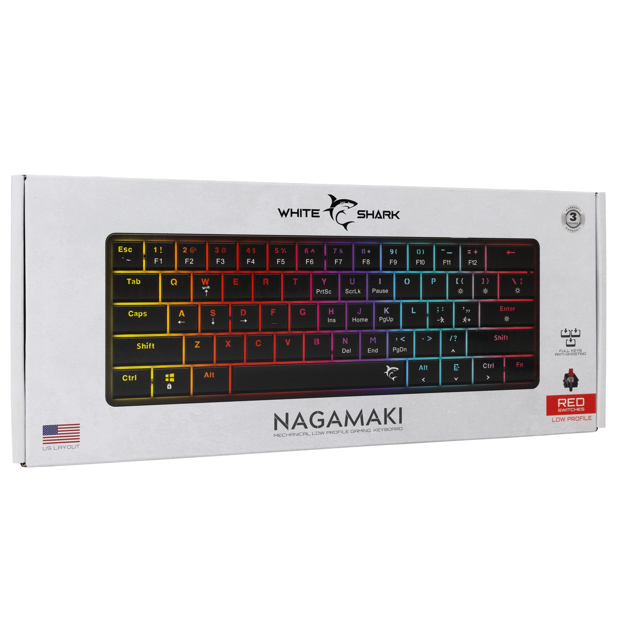 White Shark GK-006111 Nagamaki Black-Mechanical / US-Red.SW
