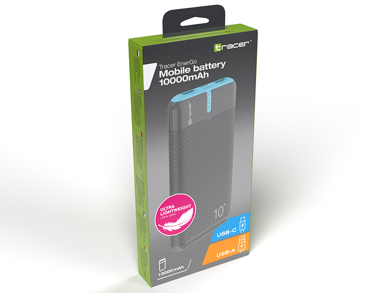 Tracer 47514 EnerGo 10000mAh Power Bank gray/blue