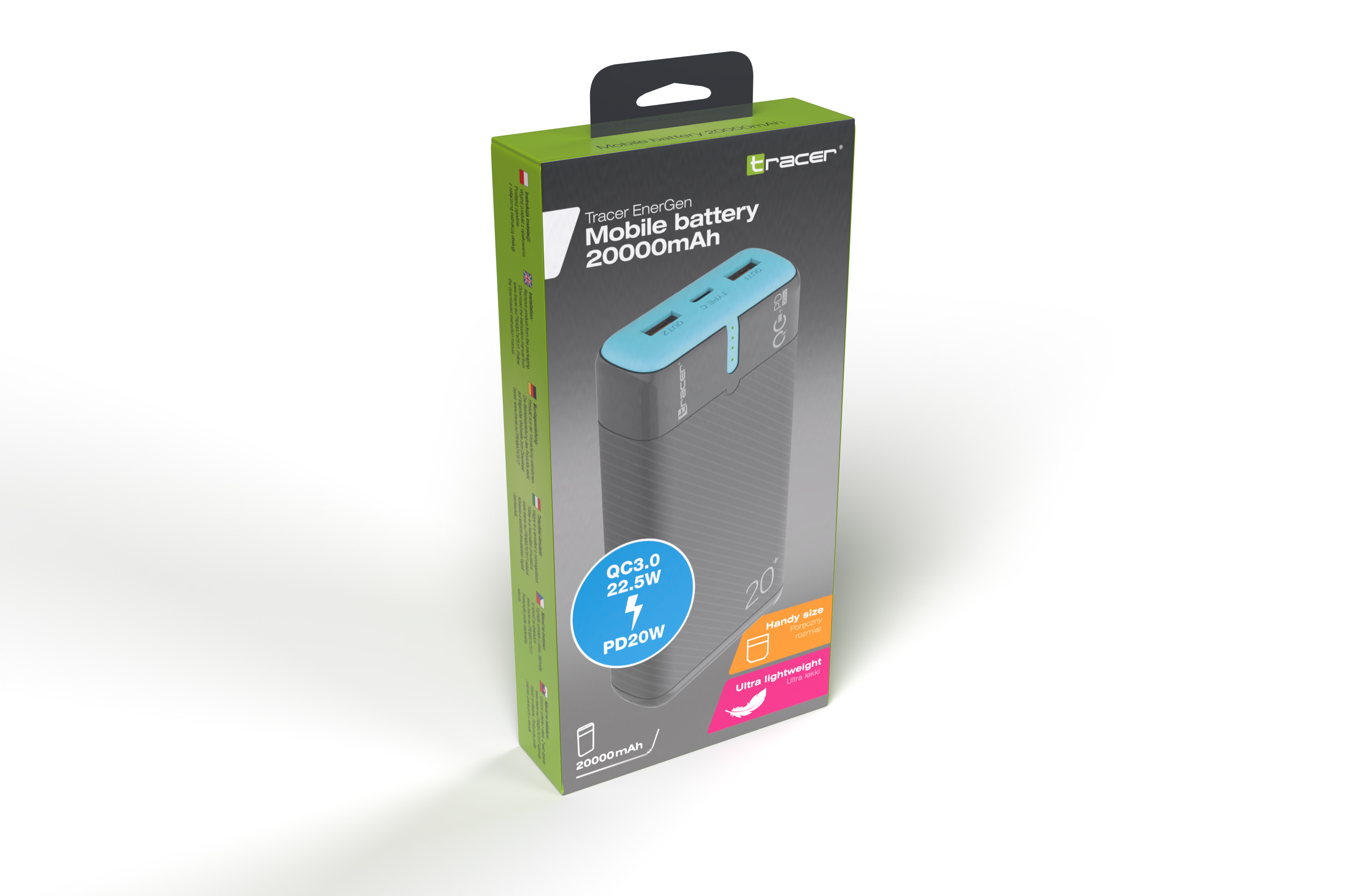 Tracer 47517 EnerGen 20000mAh Power Bank gray/blue