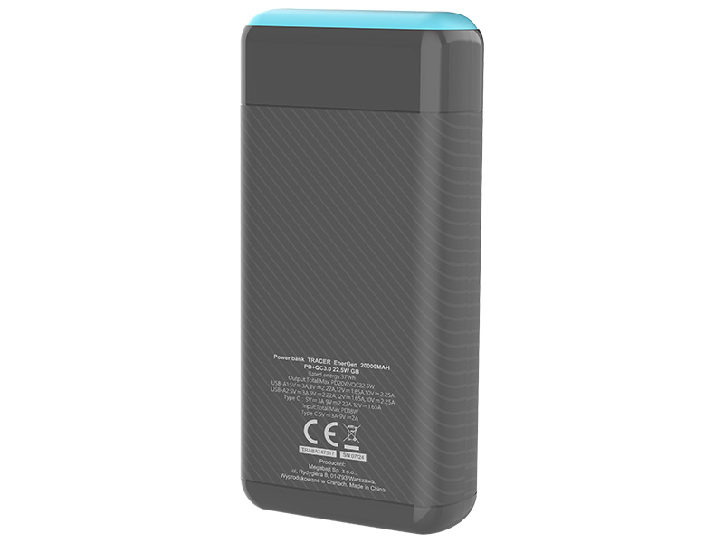 Tracer 47517 EnerGen 20000mAh Power Bank gray/blue