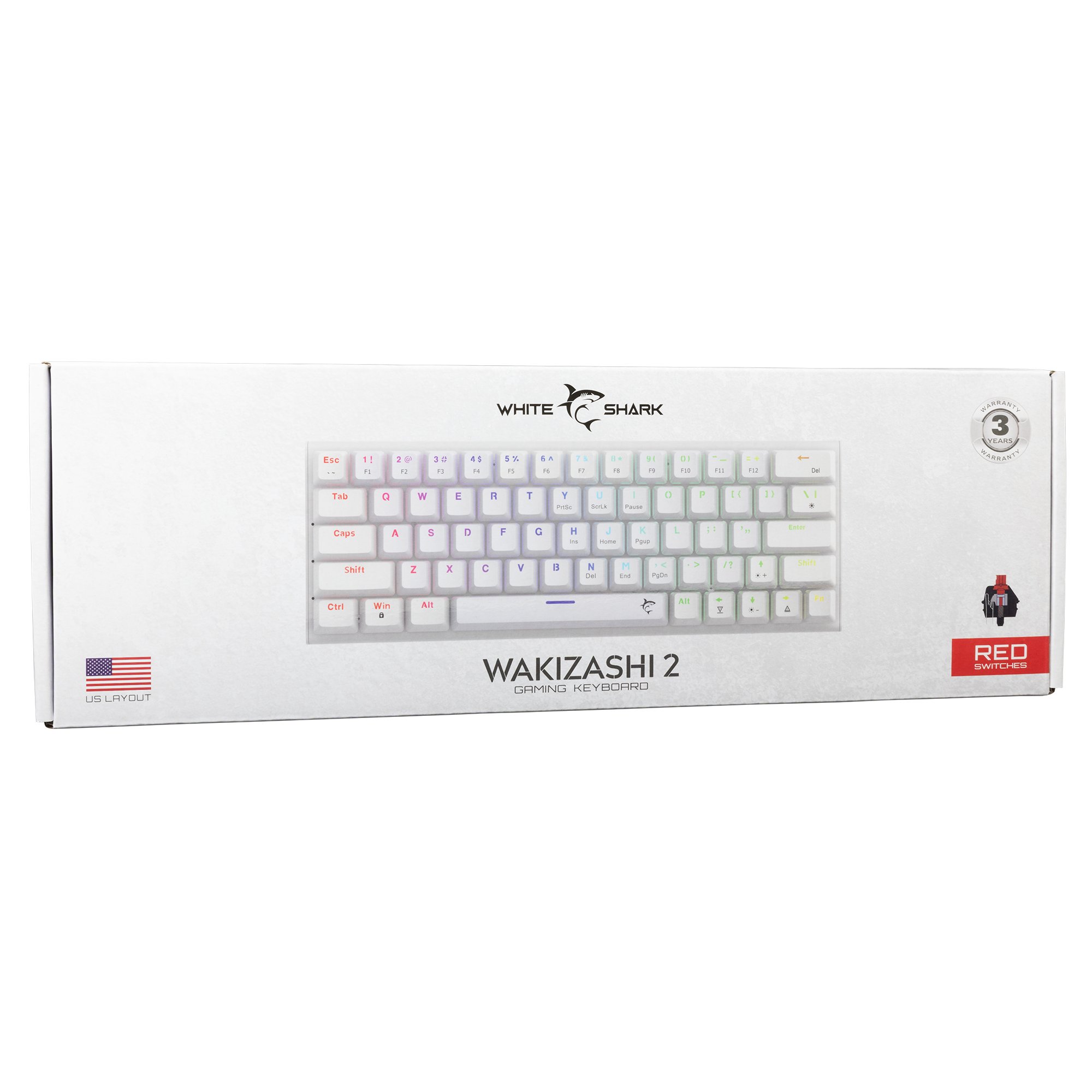 White Shark GK-002211V2  Wakizashi 2 White US Red Switches