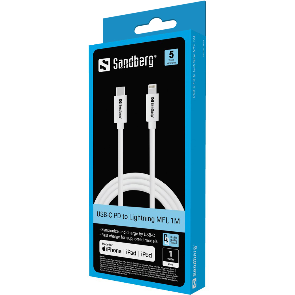Sandberg 136-58 USB-C PD to Lightning MFI 1M