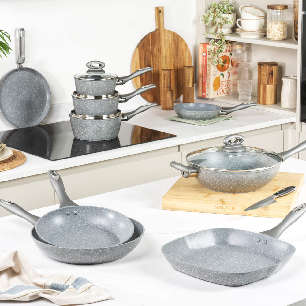 Salter BW02986G1EU7 Marblestone 3-Piece Saucepan Set - 16/18/20cm
