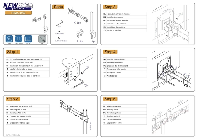 Neomounts FPMA-D960 TV galda stiprinājums Melns 10-26 Collas