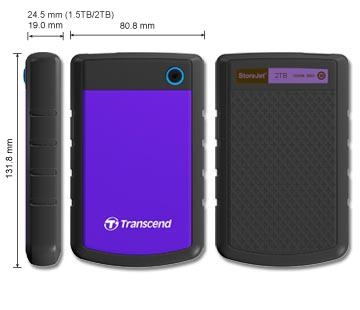 Transcend StoreJet TS2TSJ25H3P 2TB USB 3.0 Violets HDD