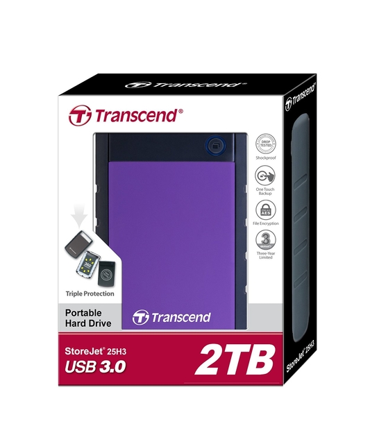 Transcend StoreJet TS2TSJ25H3P 2TB USB 3.0 Violets HDD