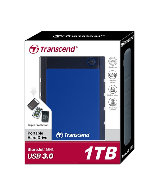 TRANSCEND StoreJet TS1TSJ25H3B 1TB USB 3.0 Ārējais HDD