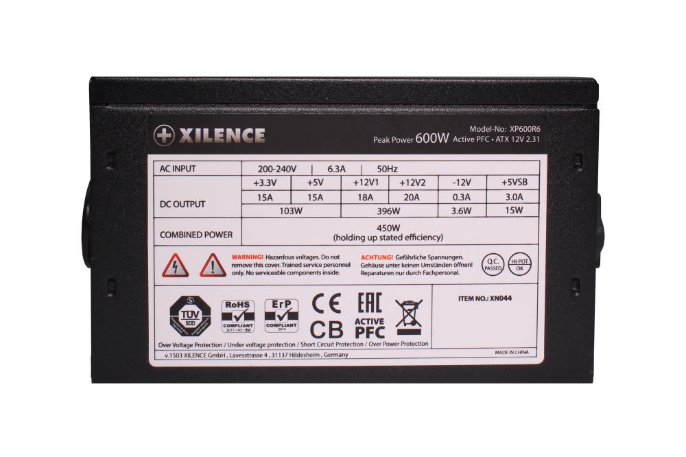 XILENCE XN044 450W barošanas bloks ar 600W maksimumu