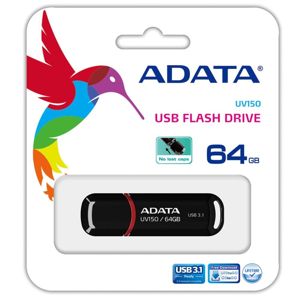 ADATA AUV150-64G-RBK USB3.1 64GB Melns Zibatmiņa