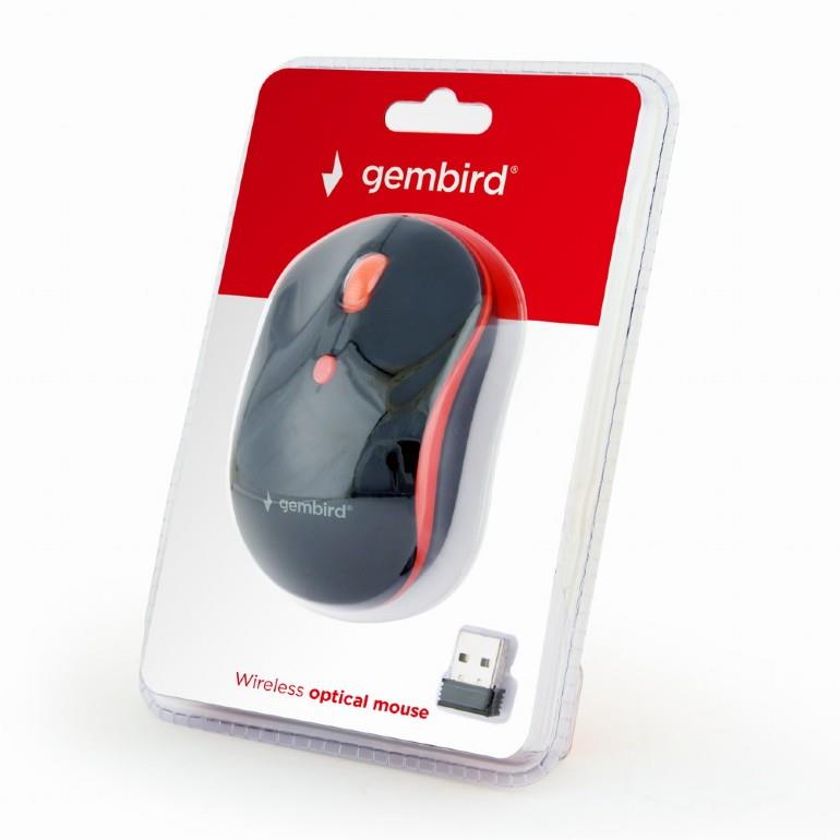 Gembird MUSW-4B-03-R Bezvadu Optiskā Pele, Melna/Sarkana