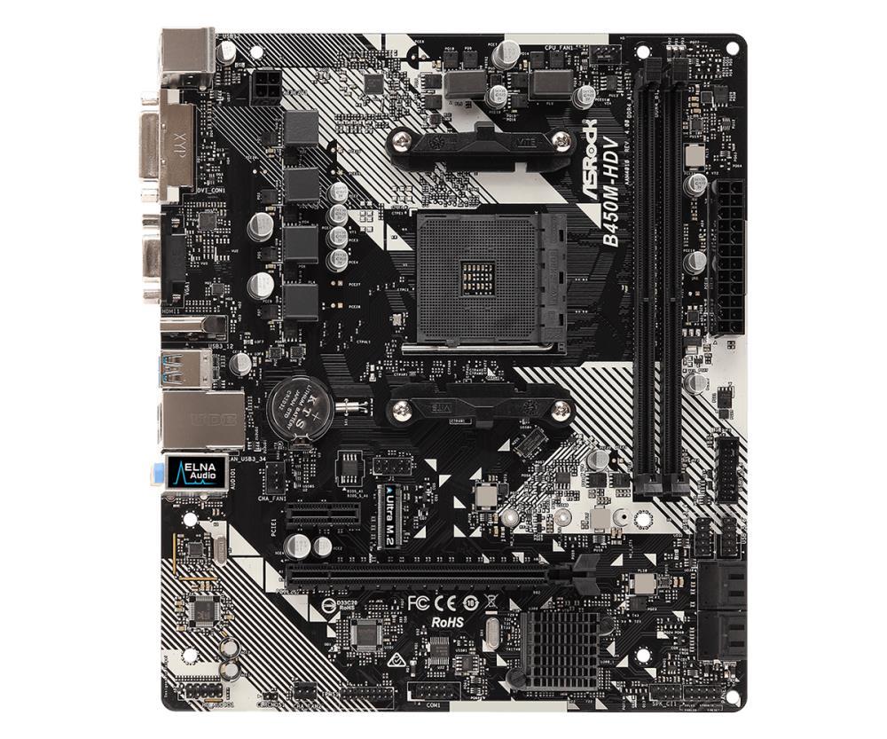 ASROCK B450M-HDVR4.0 MicroATX pagrindinė plokštė
