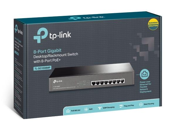 TP-LINK TL-SG1008MP 8-portu PoE+ Gigabitu galda slēdzis