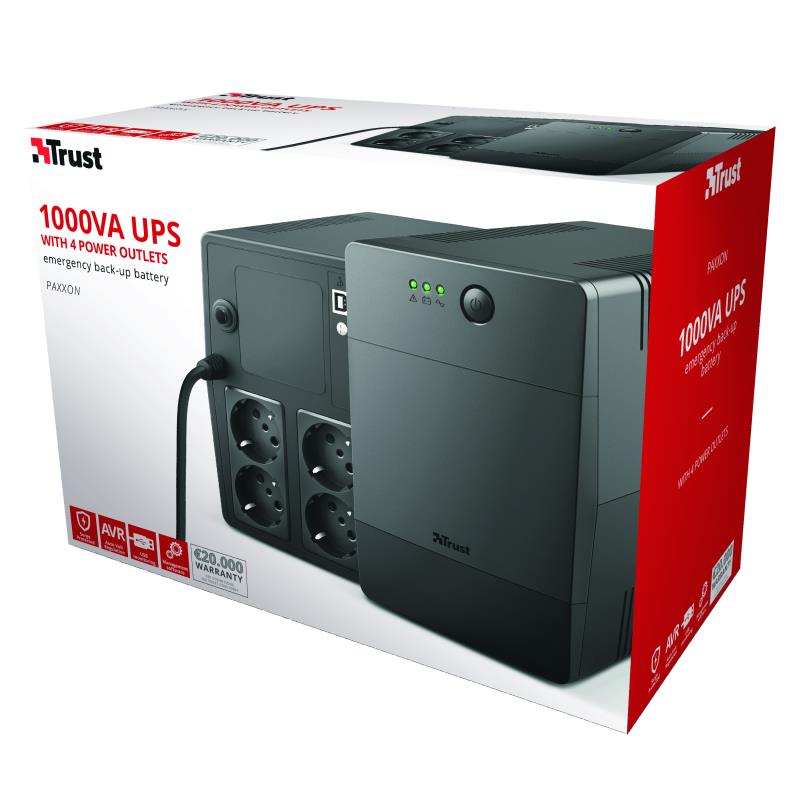 TRUST 23504 UPS 600W 1000VA Simulated Sinewave