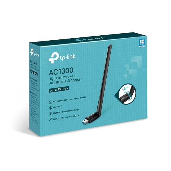 TP-Link Archer T3U Plus 1300Mbps Belaidis USB Adapteris