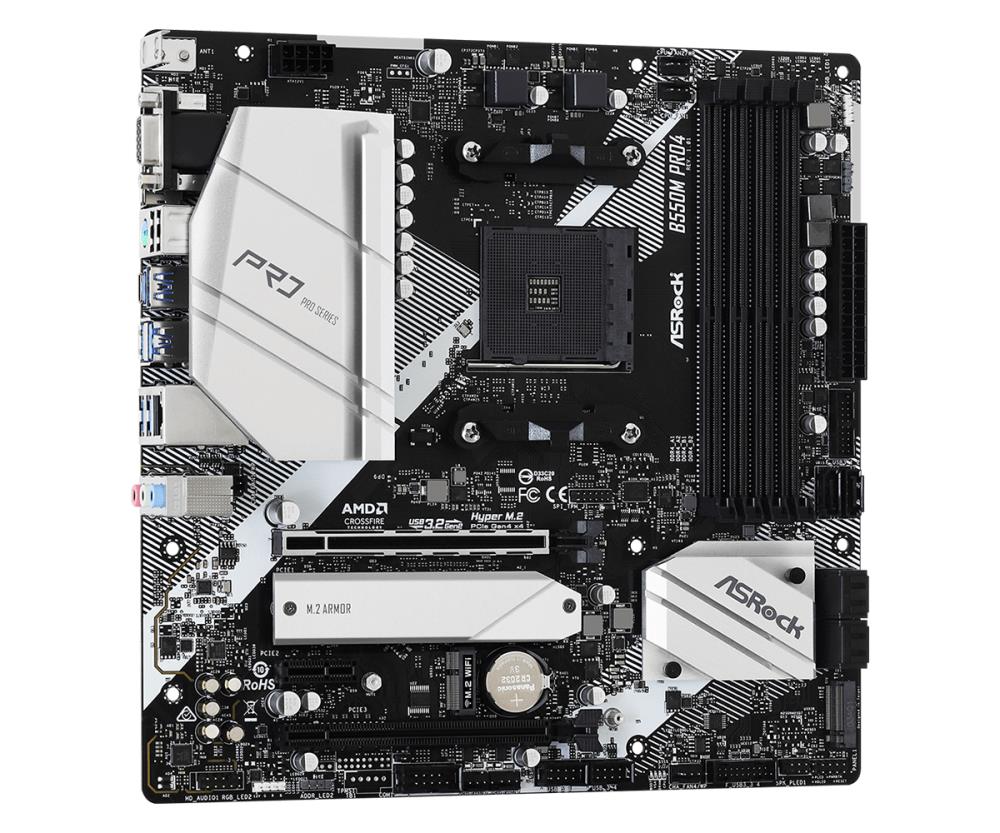 ASROCK B550M PRO4 MicroATX Pagrindinė Plokštė su DDR4 Palaikymu