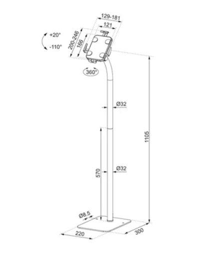 Neomounts FL15-625BL1 Tablet Floor Stand