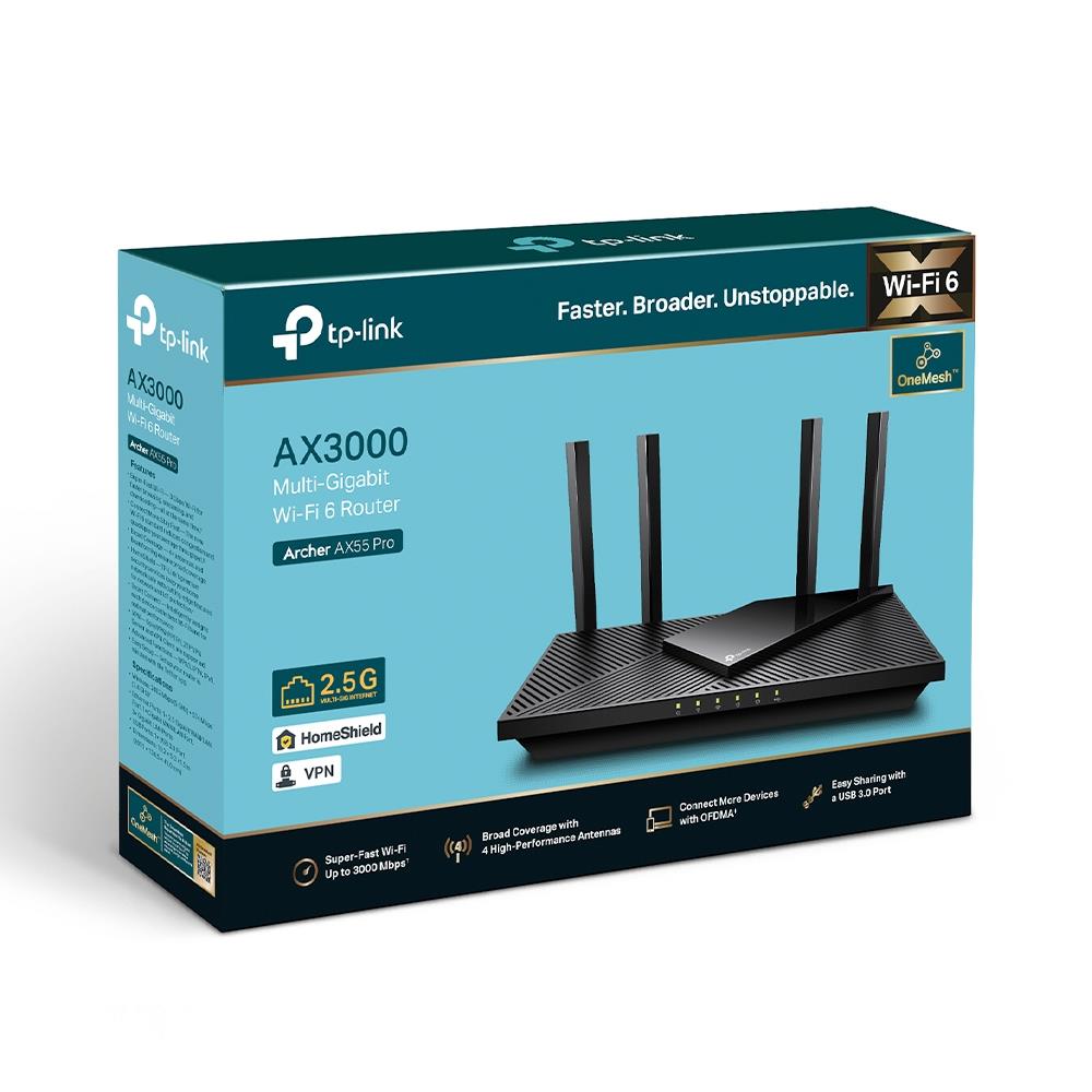 TP-LINK Archer AX55 PRO Wi-Fi 6 Maršrutētājs 3000 Mbps