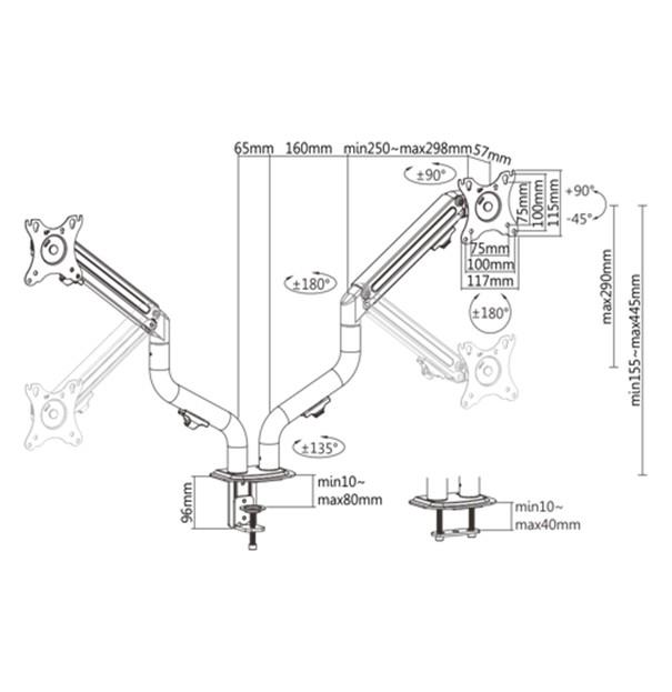 Gembird MA-DA2-02 Mounting Arm for 17-32" Displays