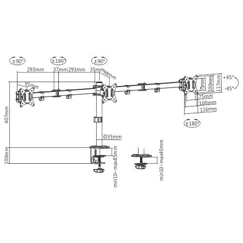 GEMBIRD MA-D3-01 Ekrano Laikiklis 17-27" Ekranams