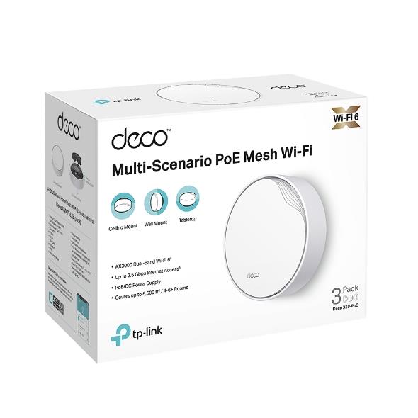 TP-LINK Deco X50-POE Wi-Fi 6 Mesh maršrutētājs 3 iepakojumi