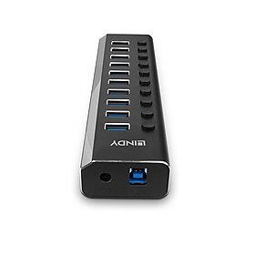 LINDY 43370 USB3 10-Portu centrs ātriem savienojumiem