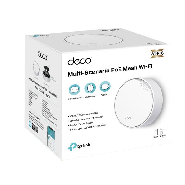 TP-LINK DECOX50-POE Mesh Wi-Fi 6 maršrutētājs 3000 Mbps