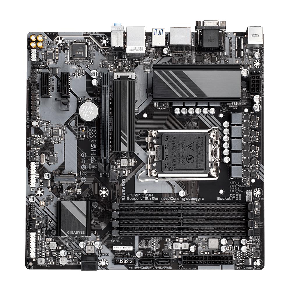 GIGABYTE B760MDS3H Micro-ATX Emaplaat, DDR5 Tugi