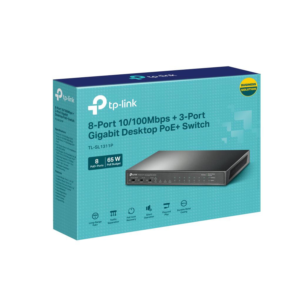 TP-LINK TL-SL1311P 8-Portų PoE+ Gigabito Jungiklis