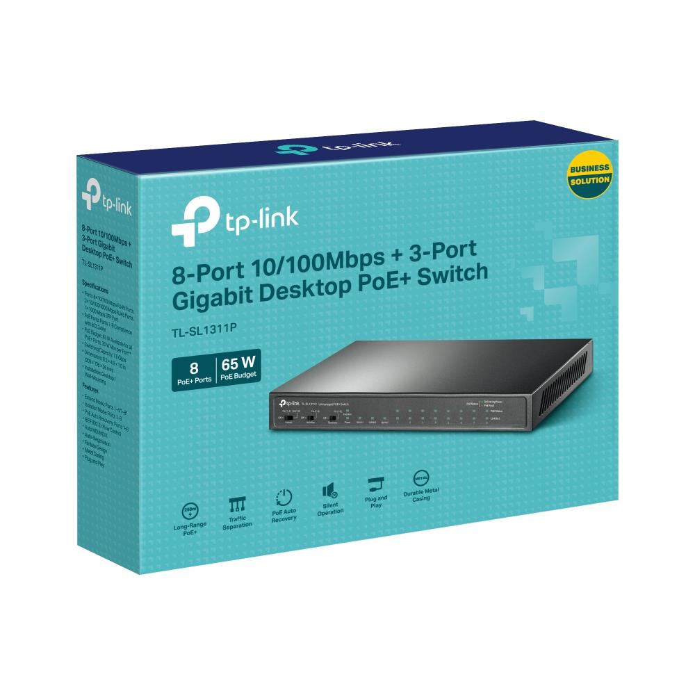 TP-LINK TL-SL1311P 8-Portų PoE+ Gigabito Jungiklis