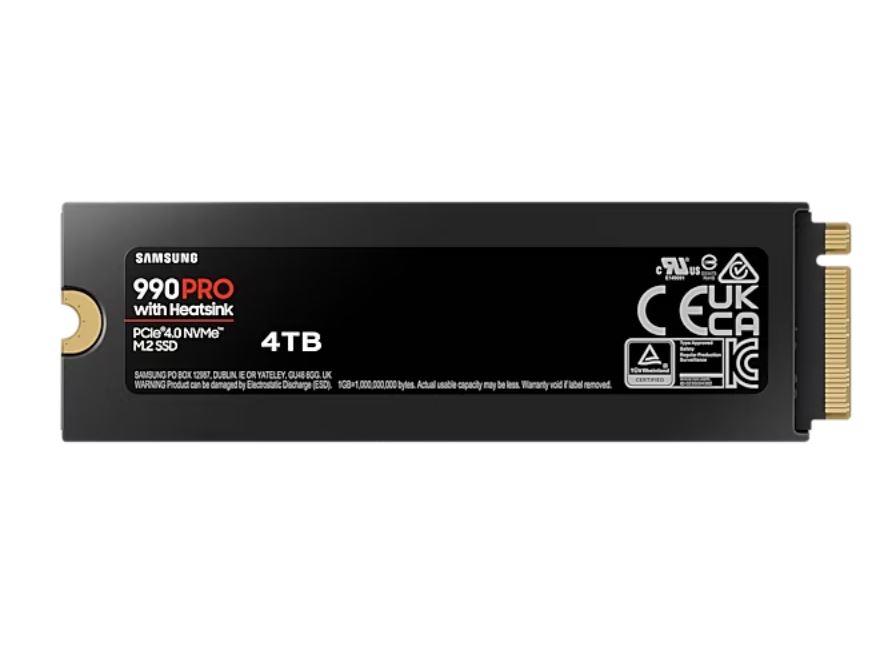 Samsung 990 PRO 4TB NVMe SSD MZ-V9P4T0CW with Heatsink