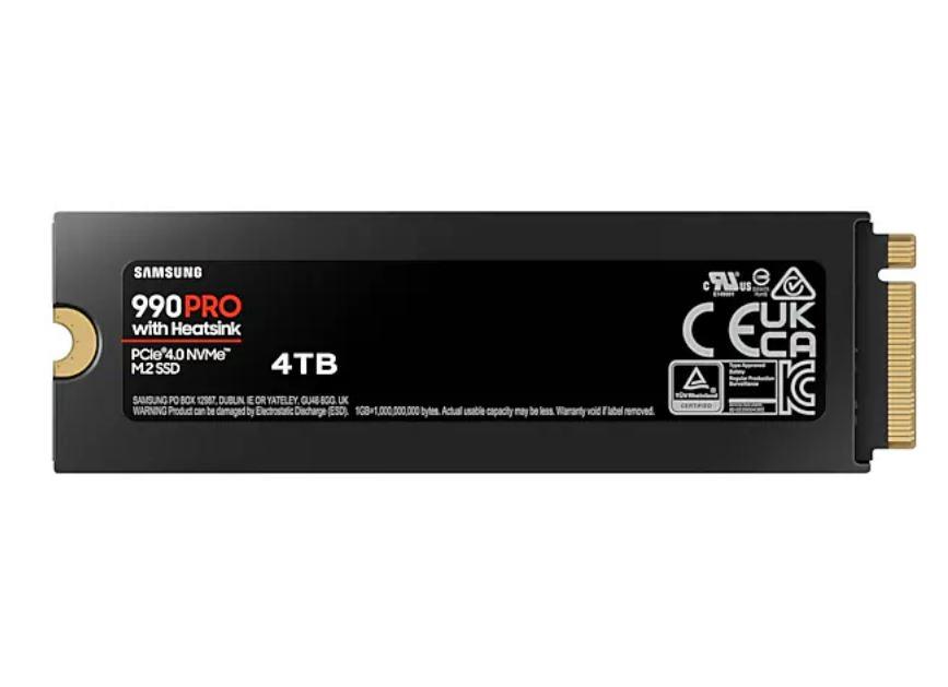 Samsung 990 PRO 4TB M.2 PCIe Gen4 NVMe SSD с радиатором