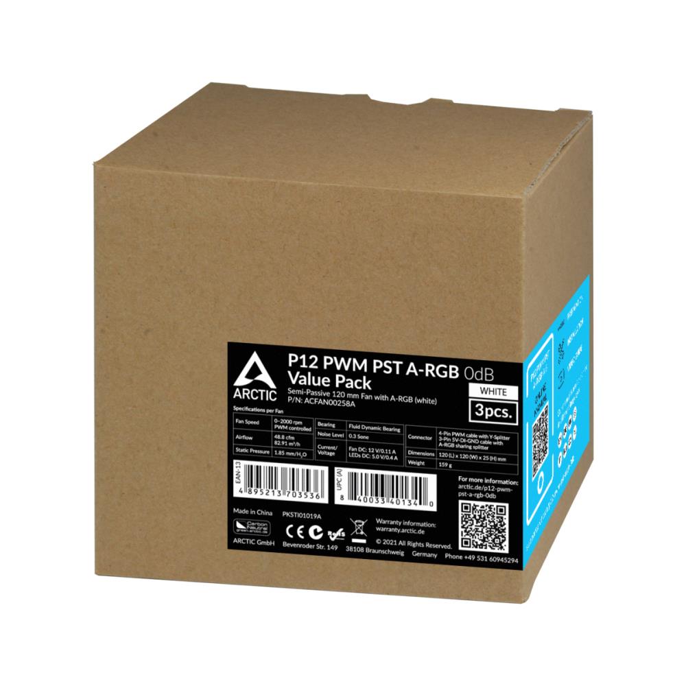 ARCTIC ACFAN00258A 120mm ARGB Case Fans 3 Pack