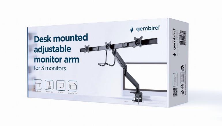 Gembird MA-DA3-03 Regulējams Monitora Stiprinājums 17-27"