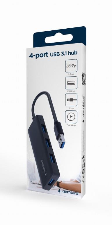 GEMBIRD UHB-U3P4-03 USB3.1 4-портовый I/O концентратор