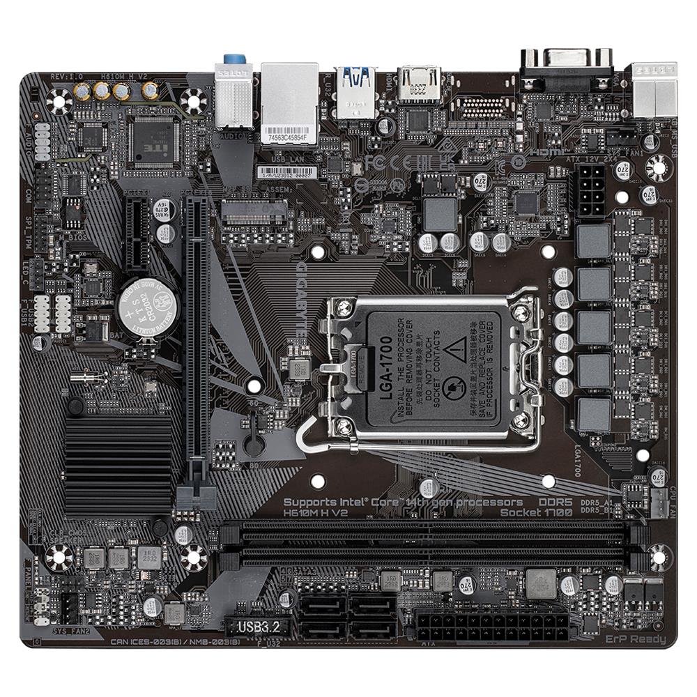 GIGABYTE H610MHV21.0 Intel H610 Micro-ATX DDR5 Emaplaat