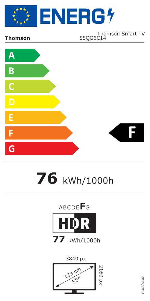 THOMSON 55QG6C14 55" 4K QLED Viedais Google TV Melns