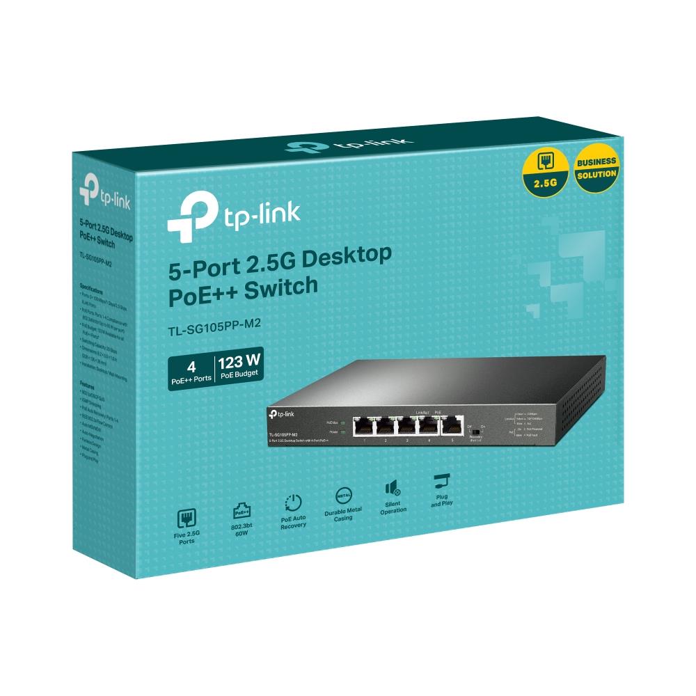 TP-LINK TL-SG105PP-M2 5-portų 2.5GbE stalinė jungiklis