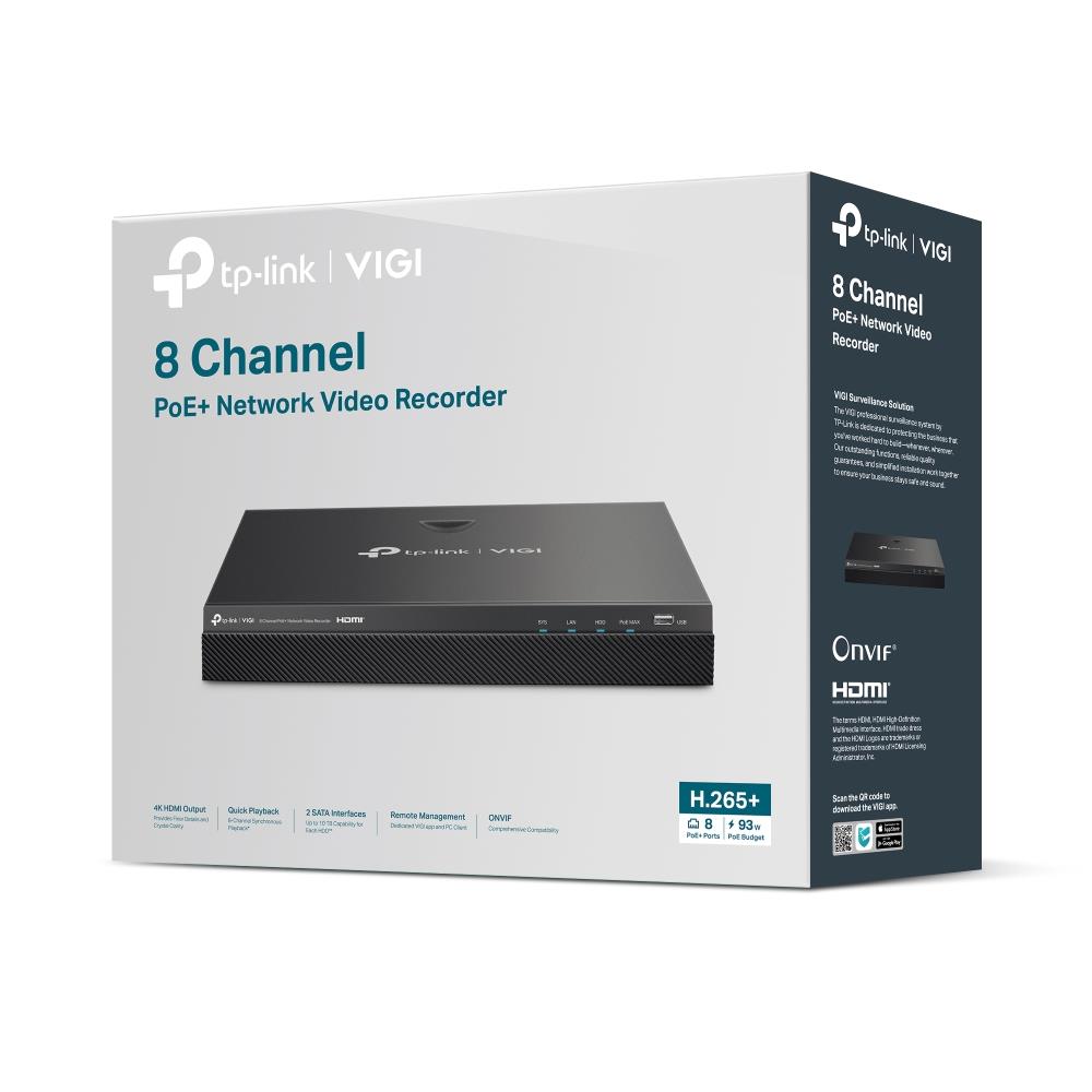 TP-LINK VIGI NVR2008H-8MP 8CH PoE+ Videoierakstītājs