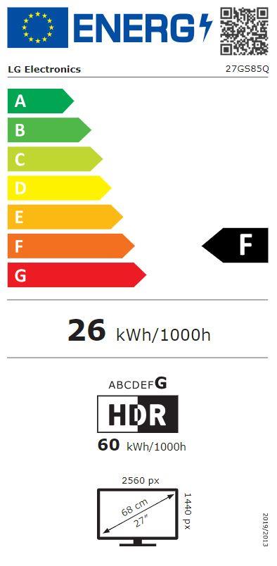 LG 27GS85Q-B Monitor 27'' 2560x1440 IPS 180Hz 1ms