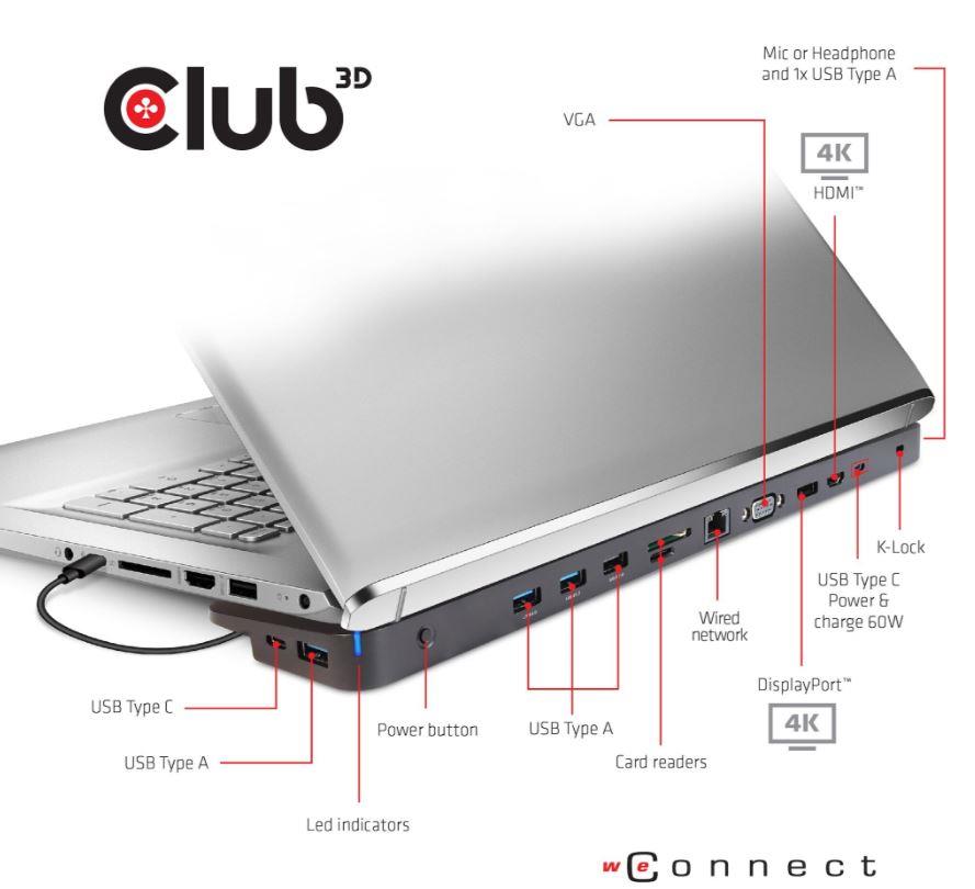 Club3D CSV-1564W100 USB-C Dokstacija 100W