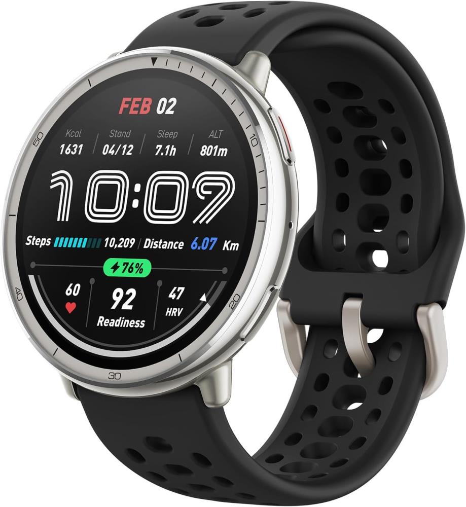 Amazfit Active 2 A2437 išmanusis laikrodis su juodu silikoniniu dirželiu