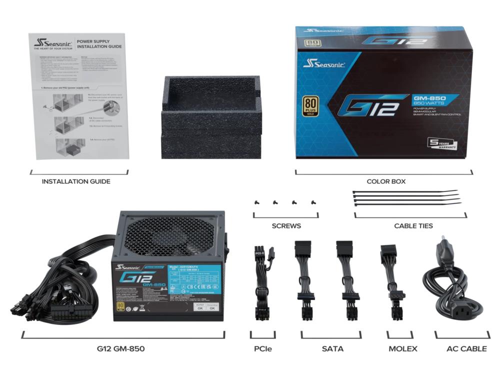 Power Supply|SEASONIC|G12 GM|850 Watts|Efficiency 80 PLUS GOLD|MTBF 100000 hours|G12GM-850