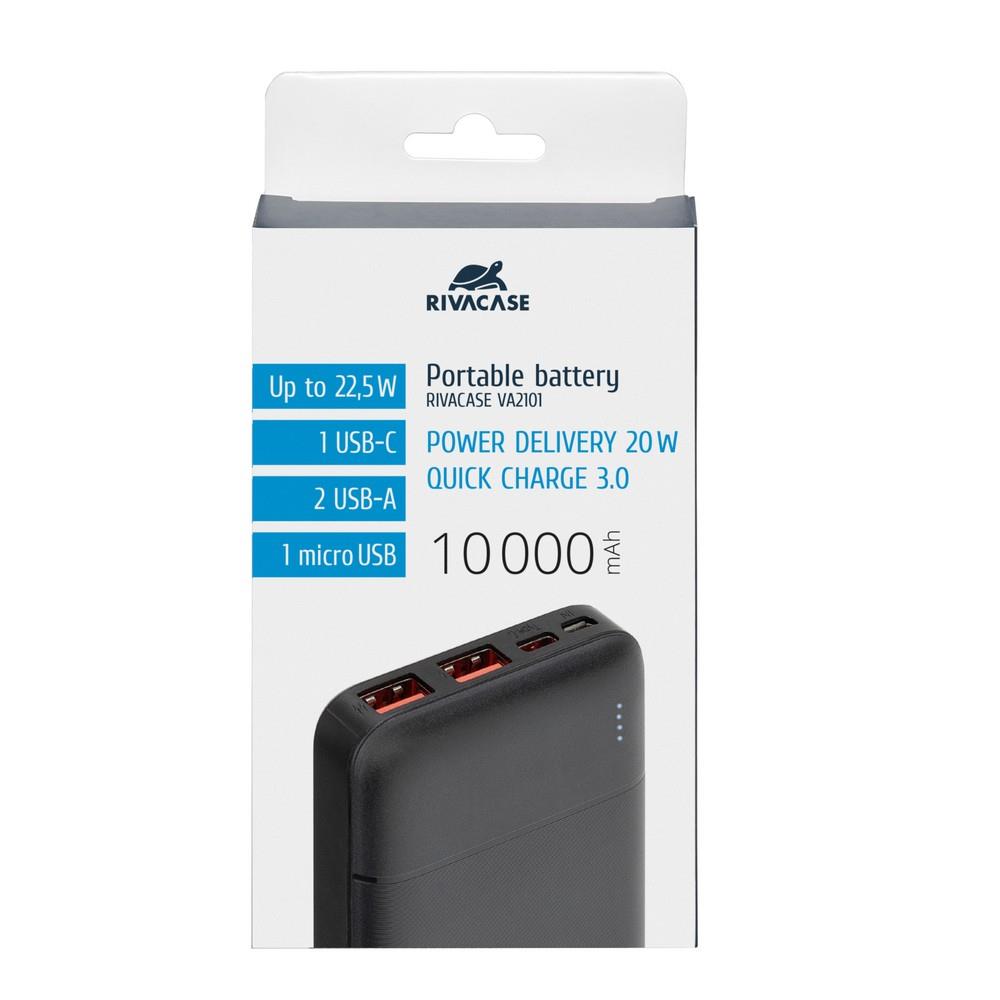 RIVACASE VA2101 10000mAh USB Power Bank Black