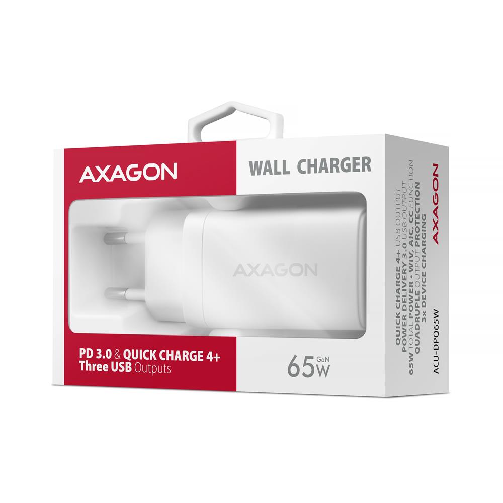 AXAGON ACU-DPQ65W 65W GaN 3-Port USB Wall Charger
