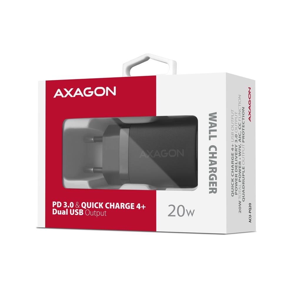 AXAGON ACU-PQ20 20W Dvigubas USB Įkroviklis Juodas