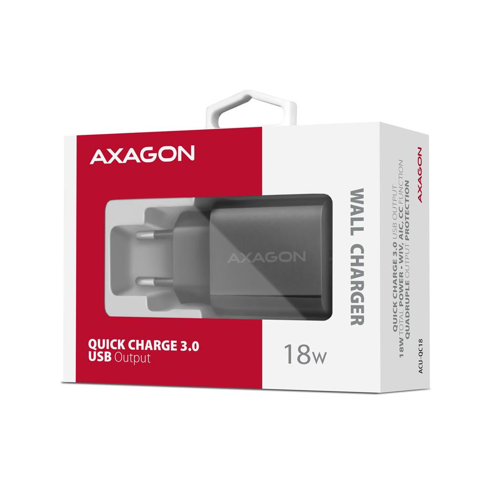 AXAGON ACU-QC18 18W Fast USB Charger Black